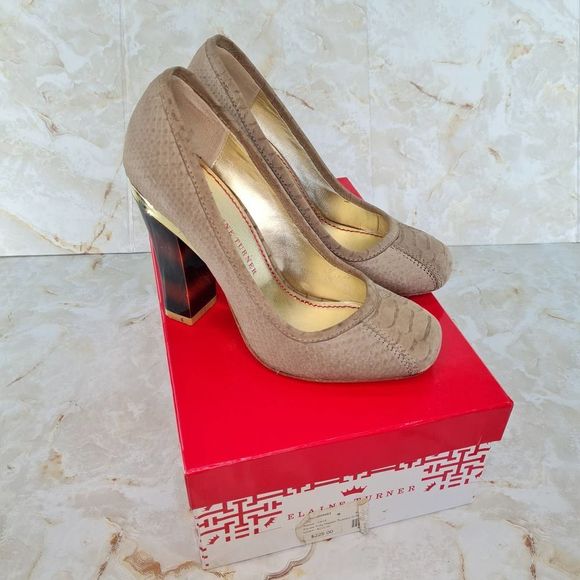 Elaine Turner Renee Metallic Sueded Closed Toe Pumps Size 6 - Picture 1 of 7